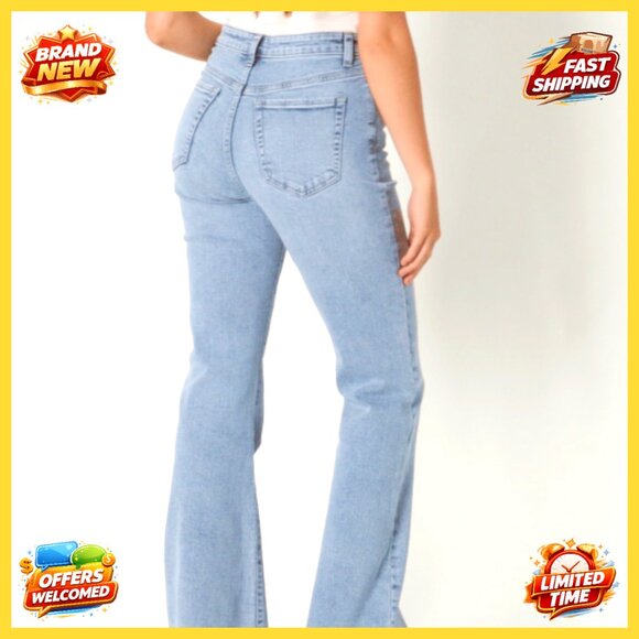 High-Rise Flare Jeans, Stretch Denim, Size 6, 32" Inseam, Flattering Fit - Picture 7 of 7